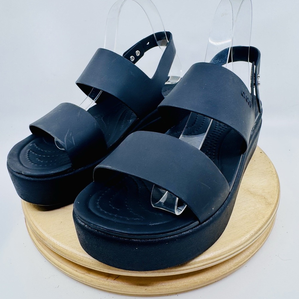 Crocs Brooklyn Platform Sandals black Women's Size 9 Comfort Casual shoes summer - Picture 2 of 8